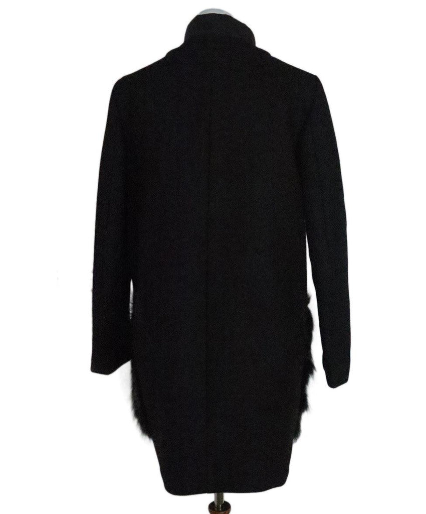 Moncler Black Wool Coat w/ Fur Trim sz 4 - Michael's Consignment NYC
