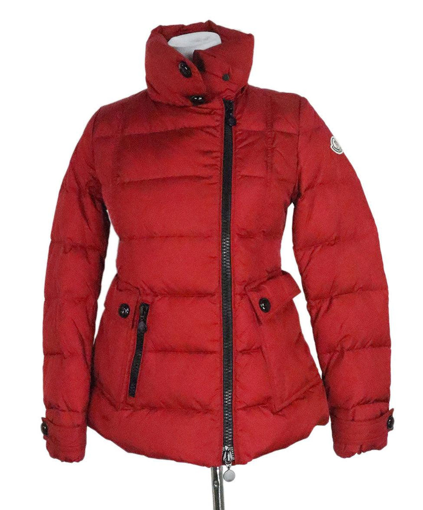 Moncler Red Nylon Down Quilteda Coat sz 2 - Michael's Consignment NYC