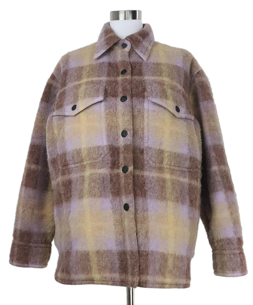 Moncler Lilac & Brown Plaid Wool Jacket sz 2 - Michael's Consignment NYC