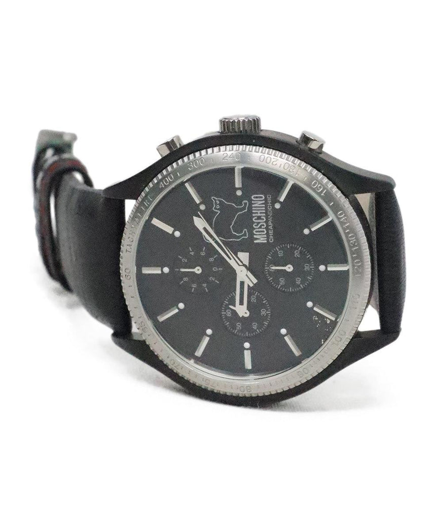 Moschino Black Leather & Stainless Steel Watch - Michael's Consignment NYC