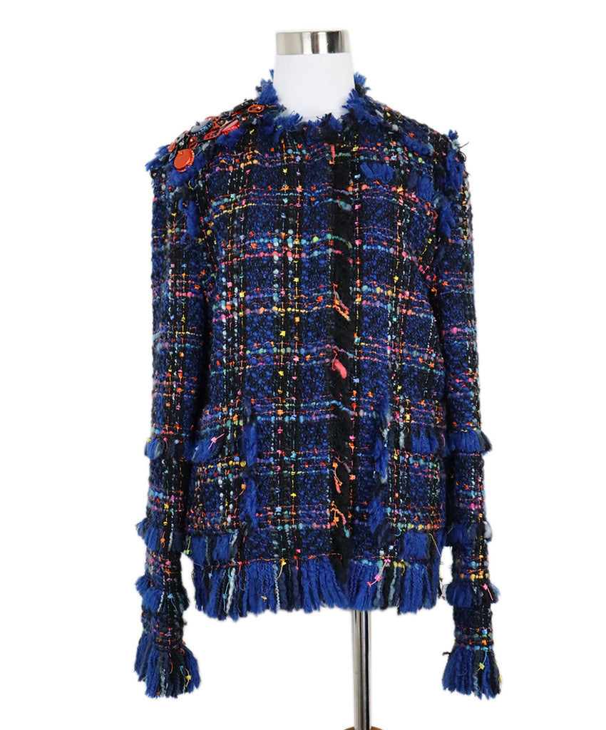 Msgm Multicolor Tweed Embellished Blazer 