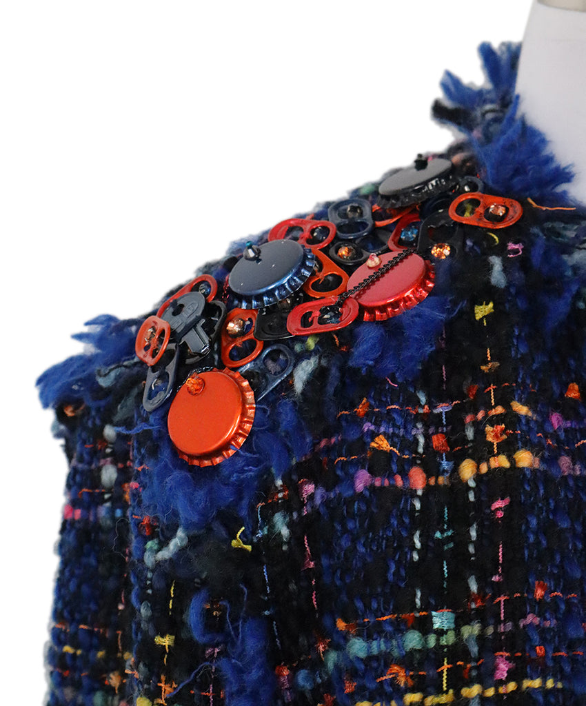 Msgm Multicolor Tweed Embellished Blazer 5