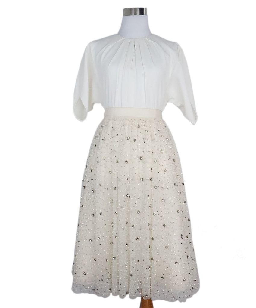 Msgm White Silk Embellished Dress 