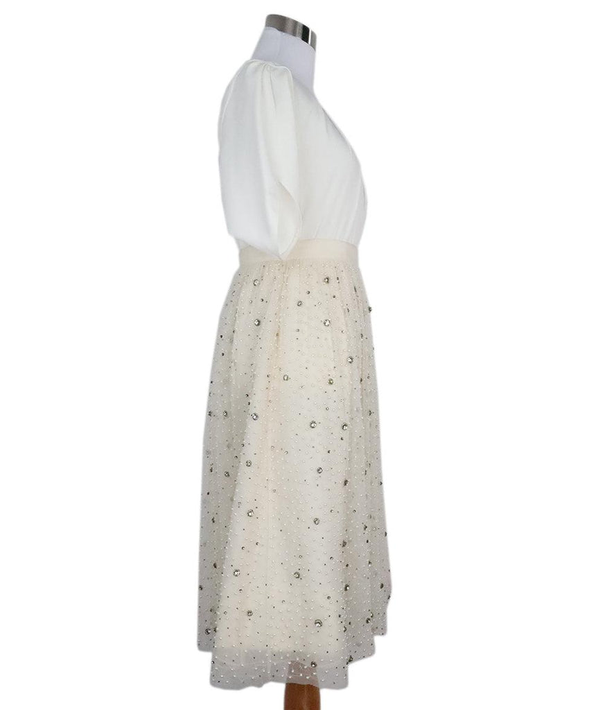 Msgm White Silk Embellished Dress 1