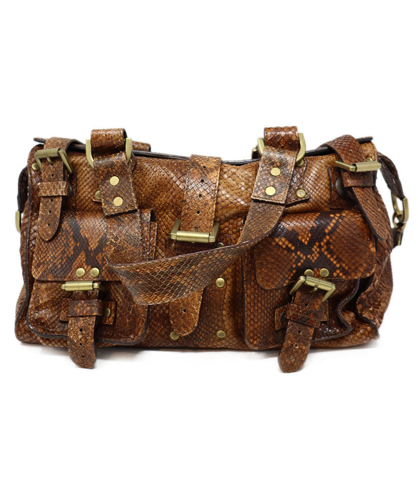 Mulberry Vintage Brown & Black Snake Skin Satchel 