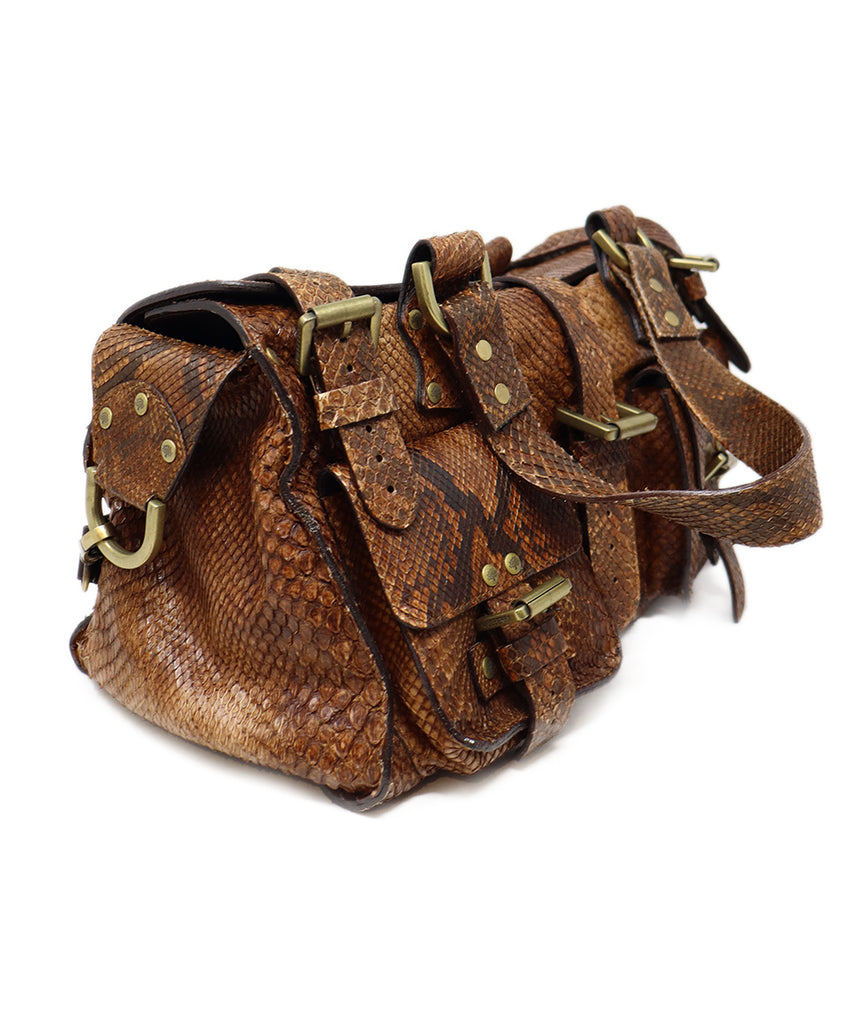 Mulberry Vintage Brown & Black Snake Skin Satchel 1