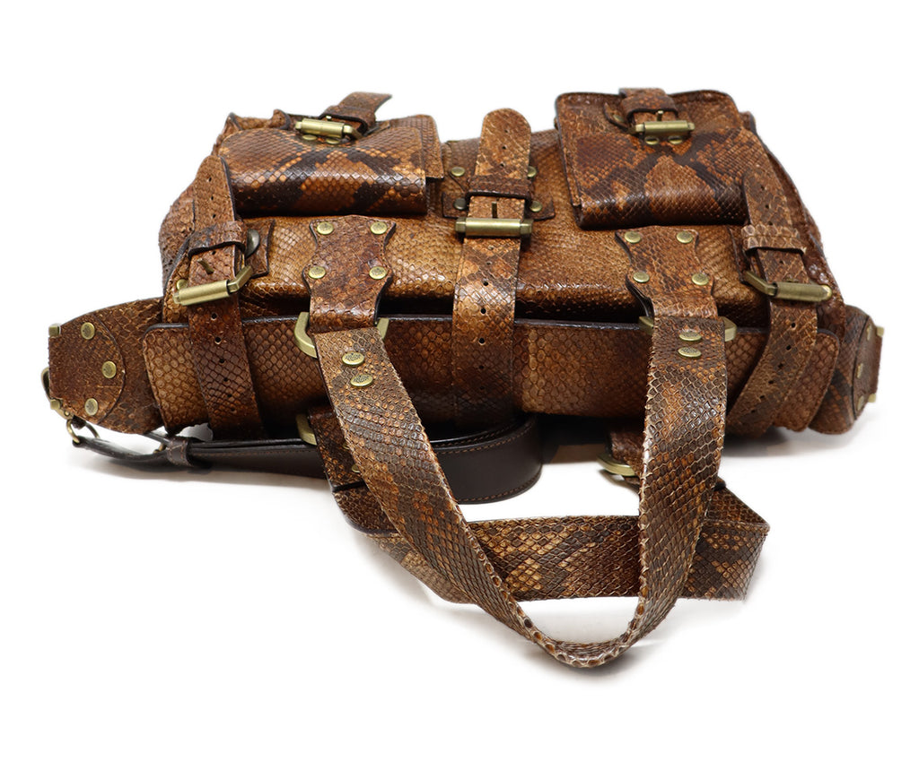 Mulberry Vintage Brown & Black Snake Skin Satchel 4