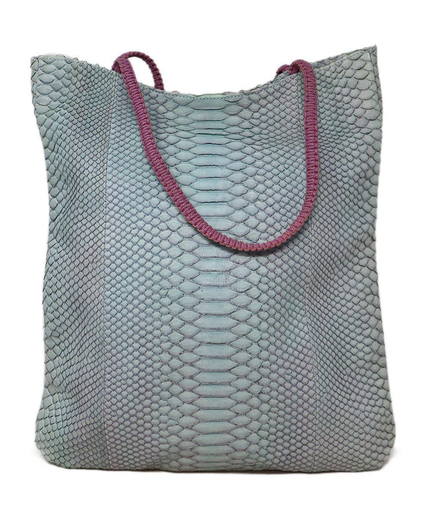 Nada Sawaya Blue & Purple Snakeskin Tote 