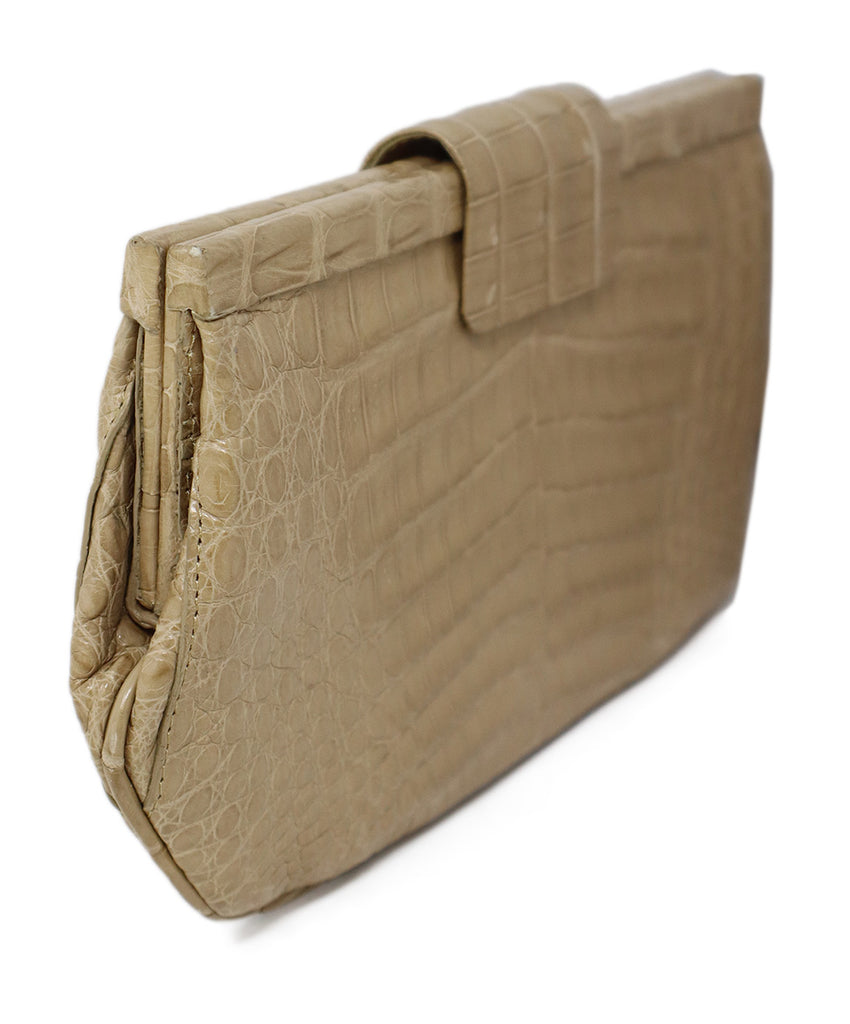 Nancy Gonzalez Beige Crocodile Leather Clutch 1