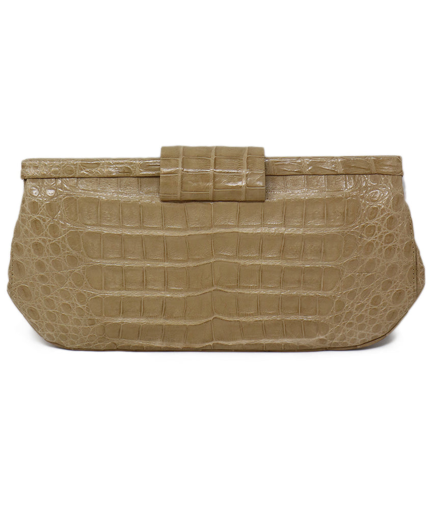 Nancy Gonzalez Beige Crocodile Leather Clutch 2
