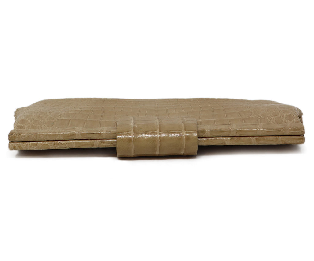 Nancy Gonzalez Beige Crocodile Leather Clutch 4