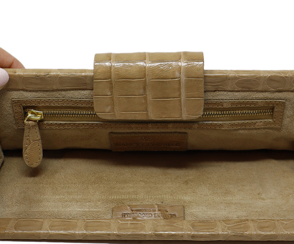 Nancy Gonzalez Beige Crocodile Leather Clutch 5