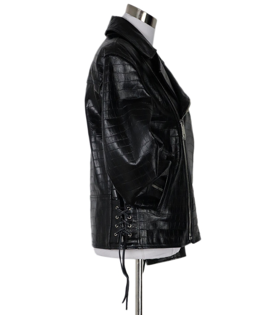 Nili Lotan Black Pressed Leather Biker Jacket 2