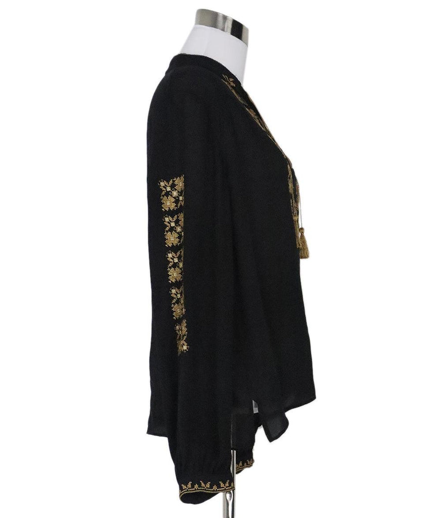 Nili Lotan Black & Gold Embroidered Blouse 1