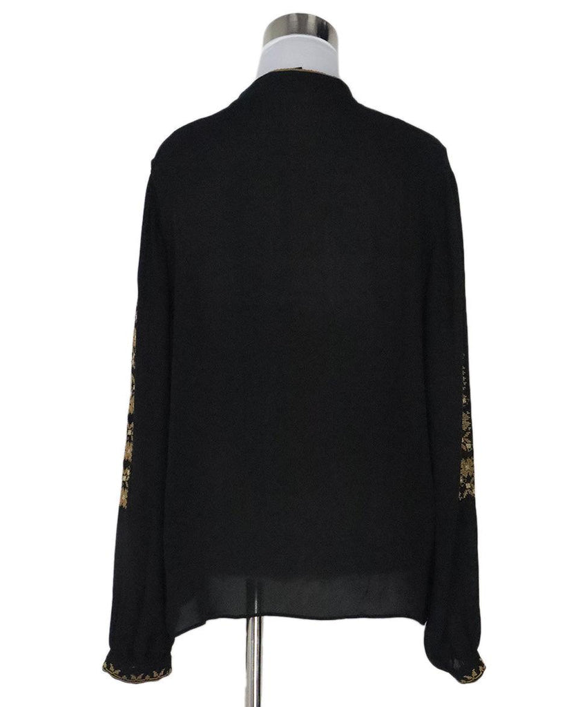 Nili Lotan Black & Gold Embroidered Blouse sz 4 - Michael's Consignment NYC
