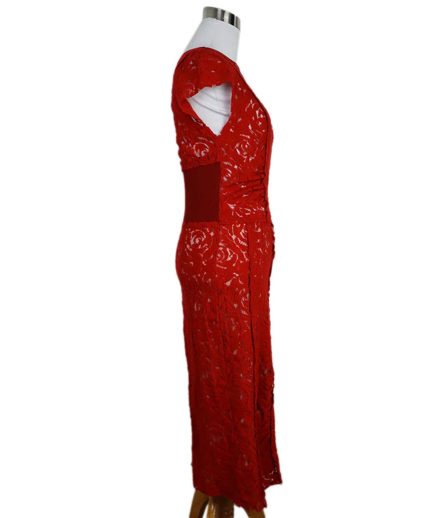 Nina Ricci Red Lace Dress 1