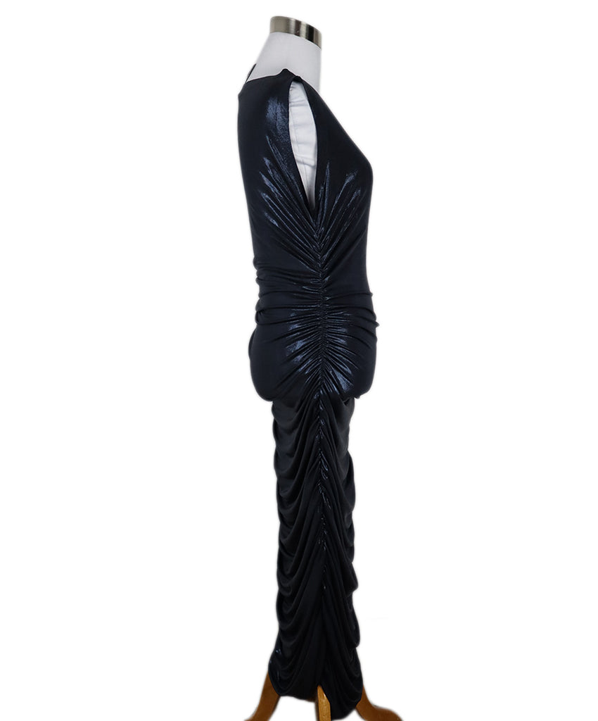 Norma Kamali Metallic Navy Evening Dress 1