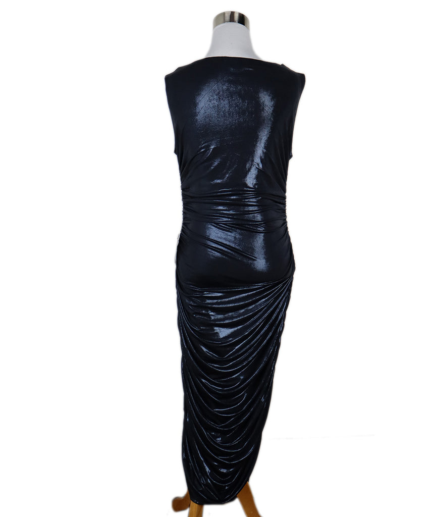 Norma Kamali Metallic Navy Evening Dress 2