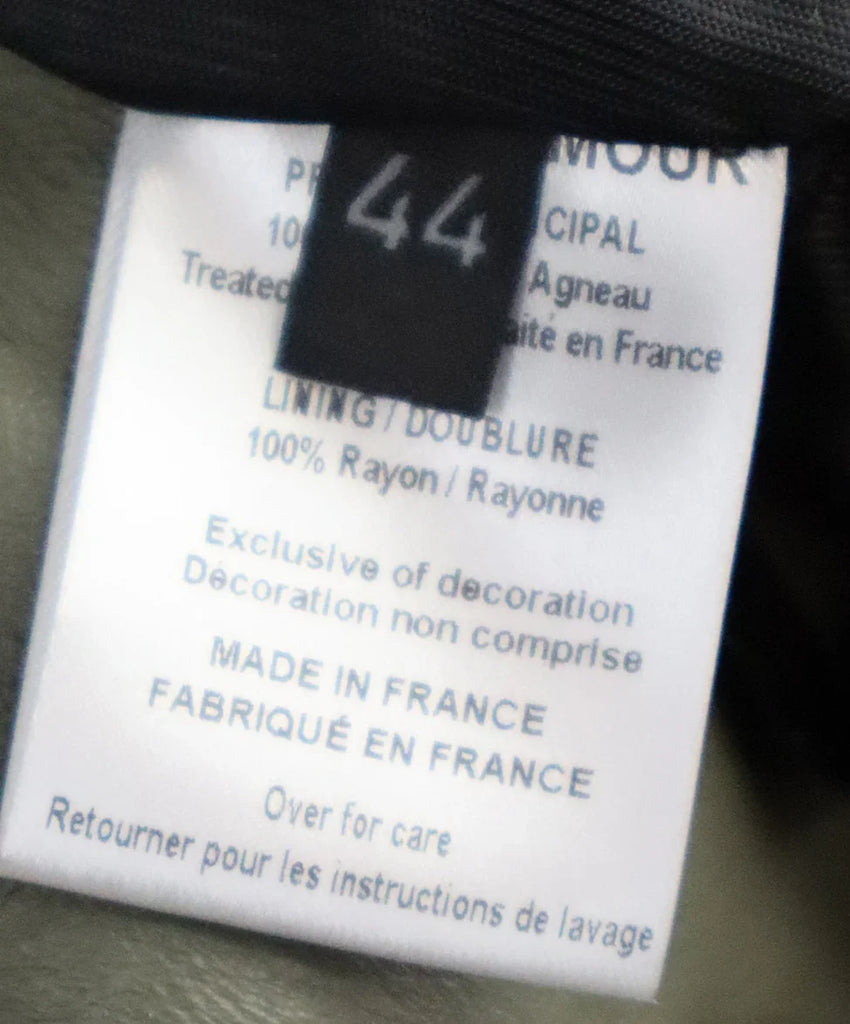 Nour Hammour Green Leather & Silver Grommet Jacket sz 12 - Michael's Consignment NYC