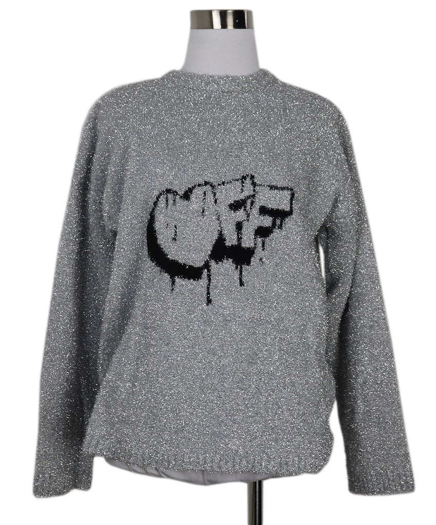 Off White Silver Lurex Sweater 