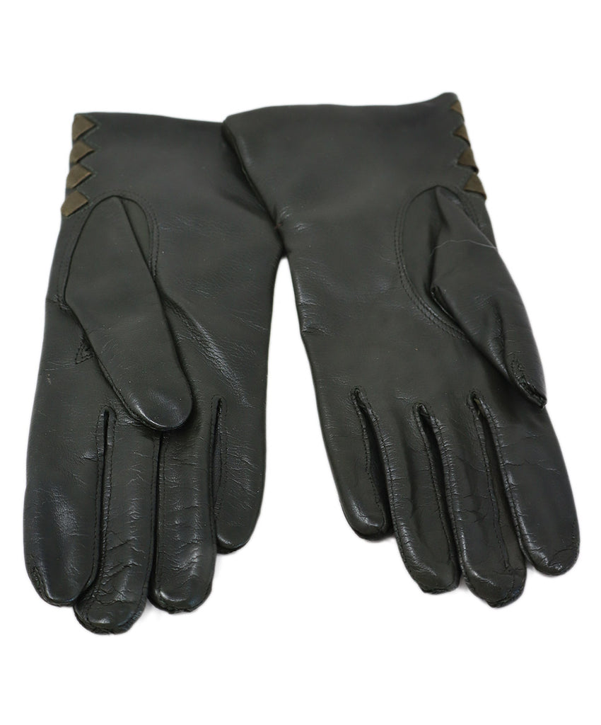 Olive Green Leather & Suede Gloves 1
