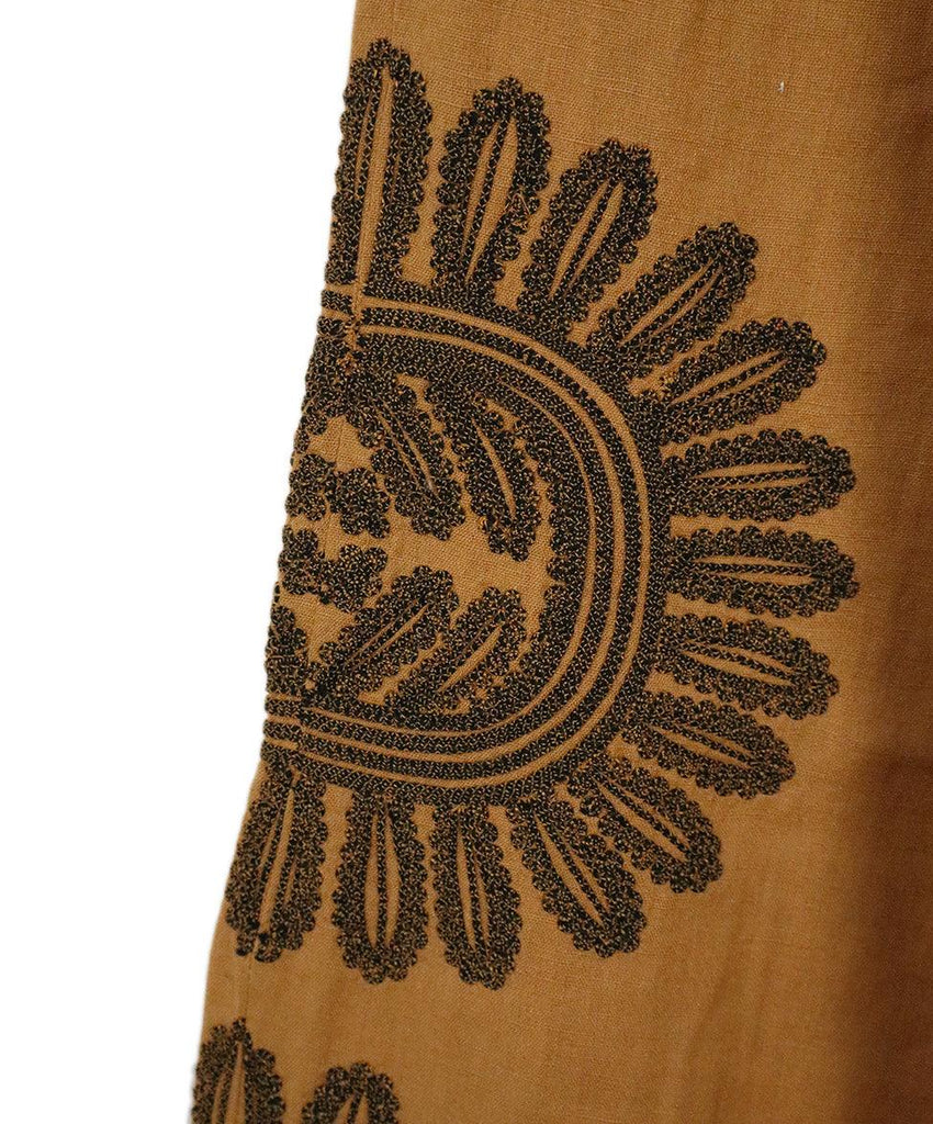 Ollari Tan Embroidered Linen Pants sz 2 - Michael's Consignment NYC