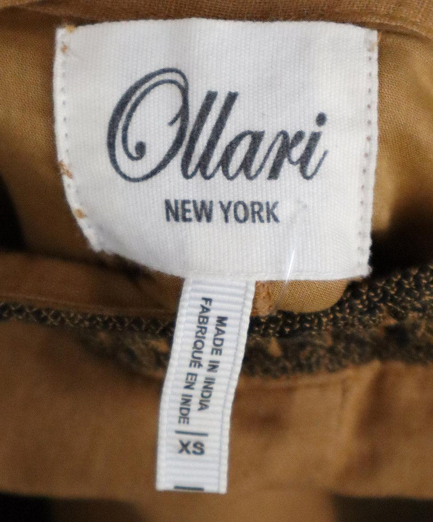 Ollari Tan Embroidered Linen Pants sz 2 - Michael's Consignment NYC