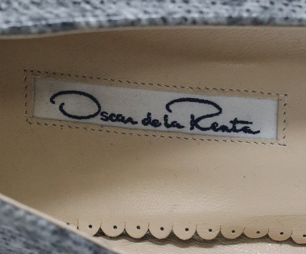 Oscar de la Renta Grey Pressed Leather Heels 4