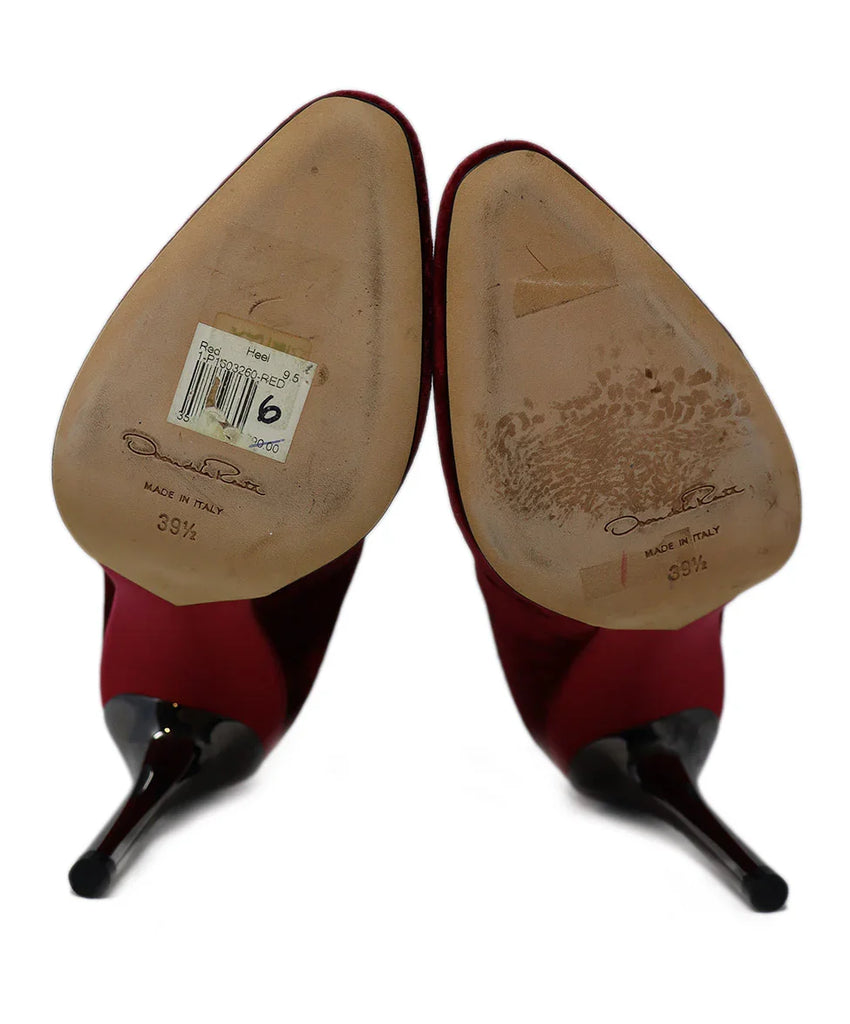 Oscar De La Renta Burgundy Velvet Rhinestone Heels sz 9.5 - Michael's Consignment NYC