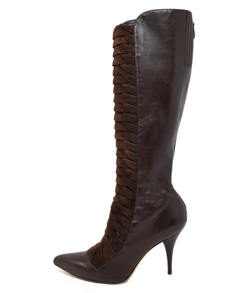 Oscar De La Renta Brown Leather Suede Boots 1