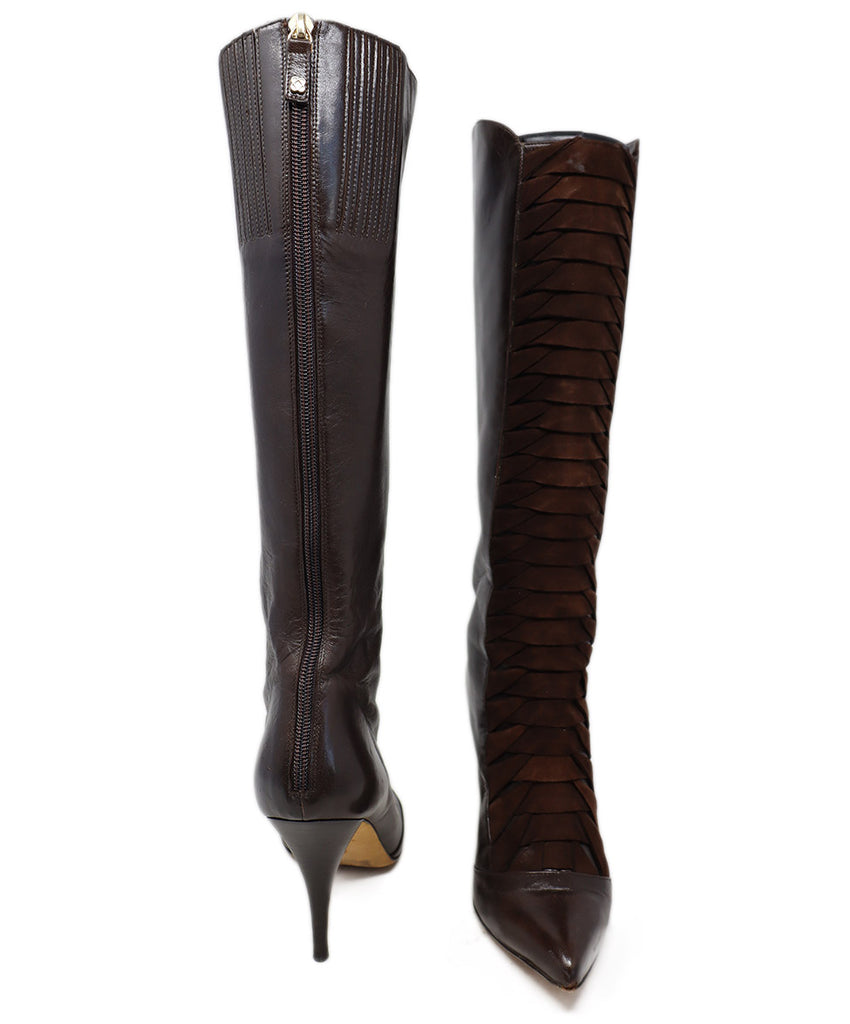 Oscar De La Renta Brown Leather Suede Boots 2