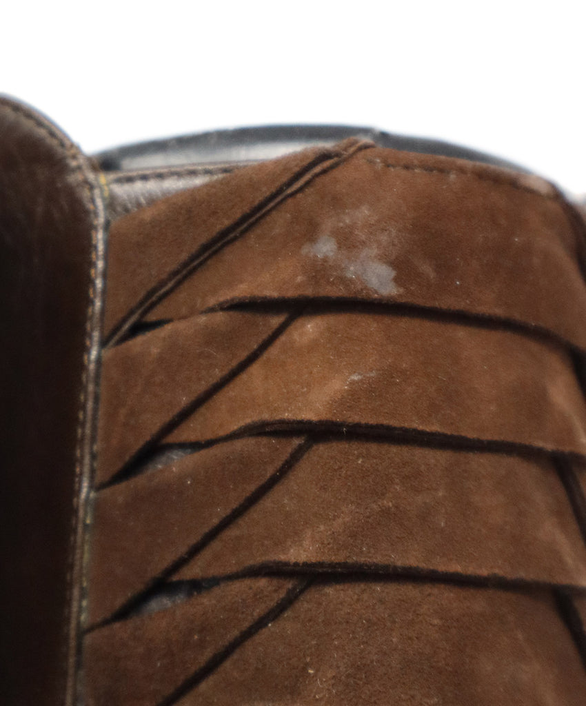 Oscar De La Renta Brown Leather Suede Boots 6