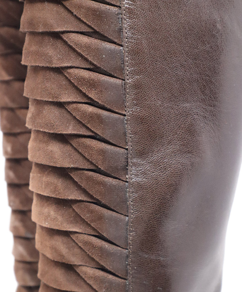 Oscar De La Renta Brown Leather Suede Boots 7