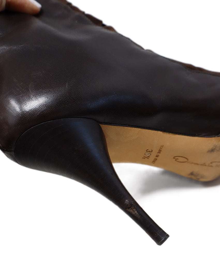 Oscar De La Renta Brown Leather Suede Boots 8
