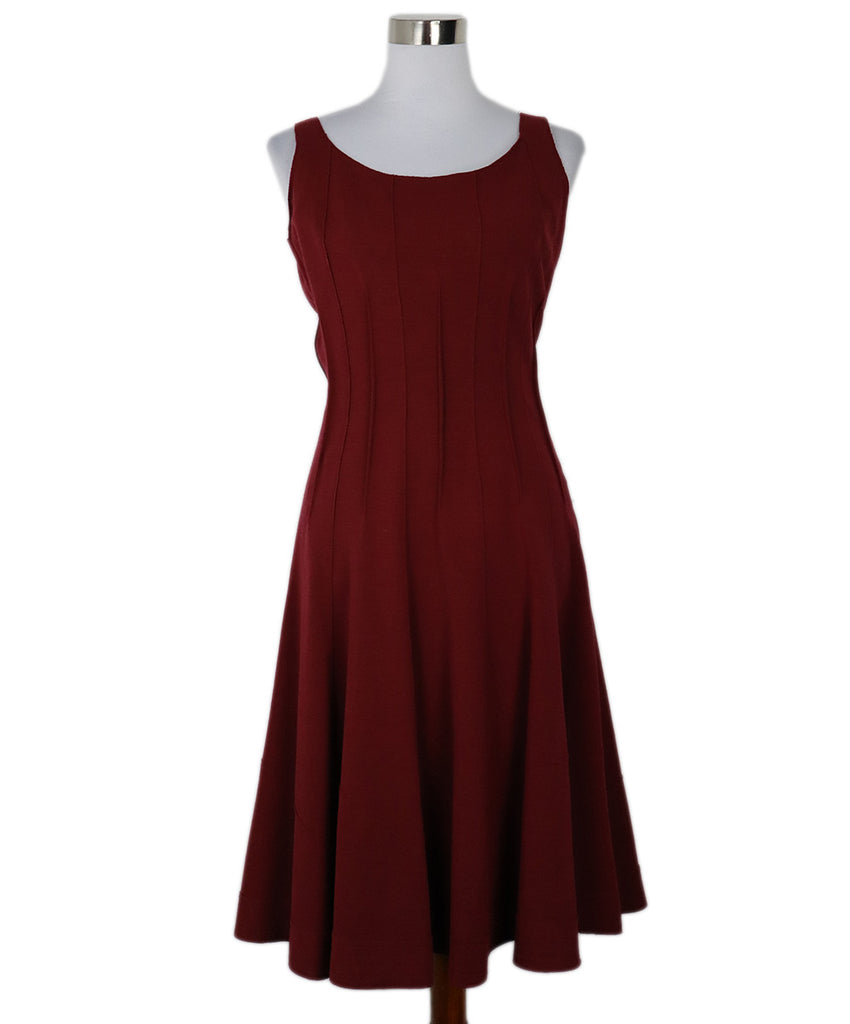 Oscar De La Renta Burgundy Wool Dress 