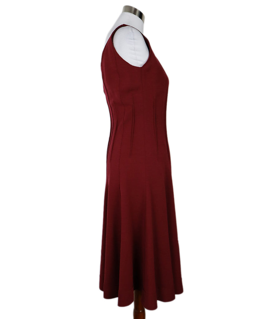 Oscar De La Renta Burgundy Wool Dress 1