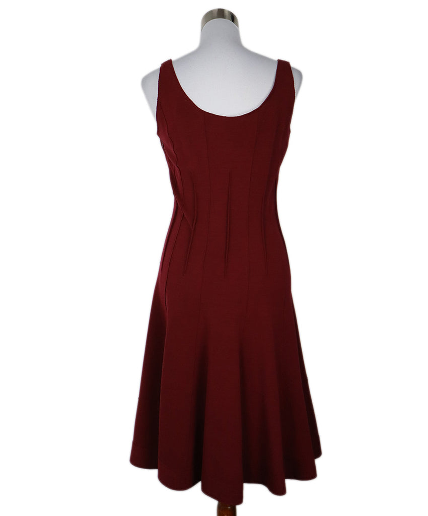 Oscar De La Renta Burgundy Wool Dress 2