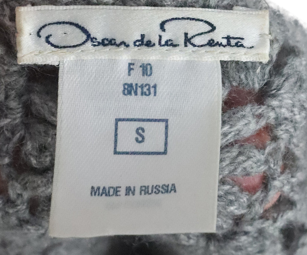 Oscar De La Renta Grey Cashmere Knit Sweater 3