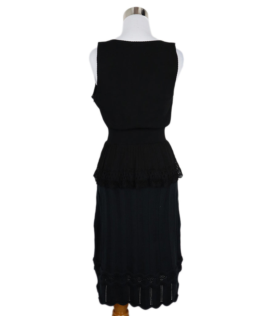 Oscar De La Renta Black & Navy Silk Ruffle Dress 2