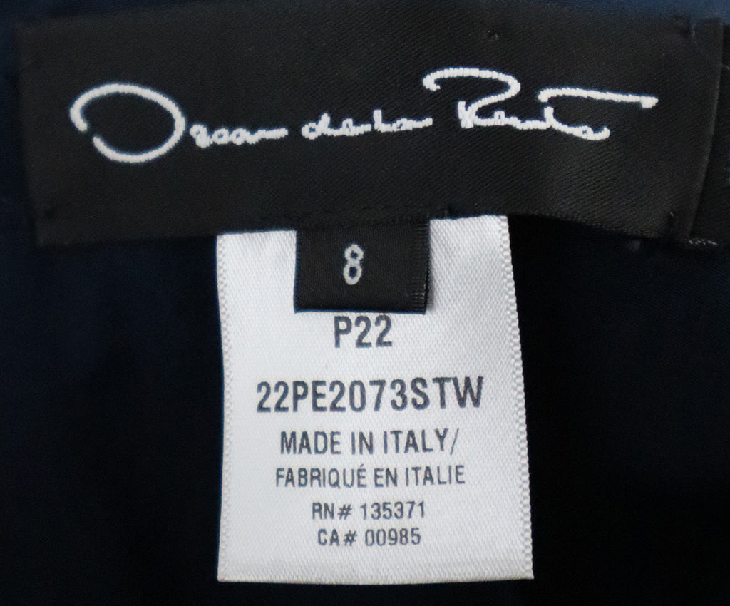 Oscar de la Renta Navy Wool Rhinestone Dress 3