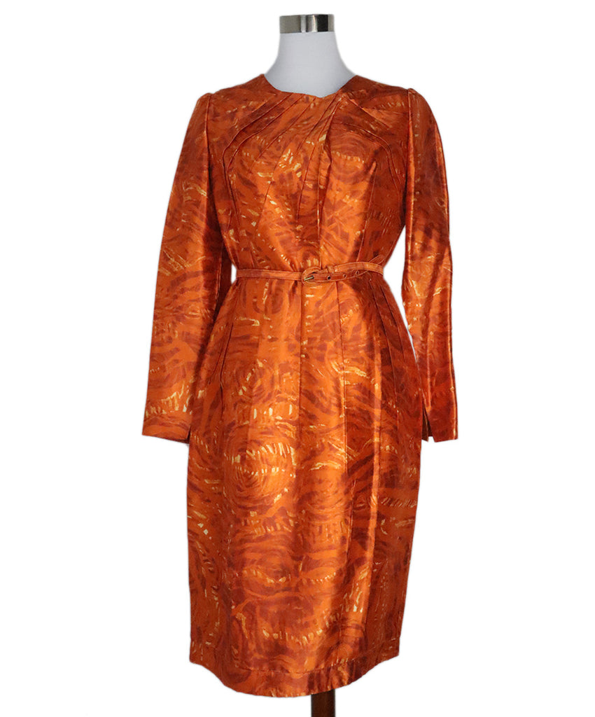 Oscar De La Renta Orange Silk Dress 