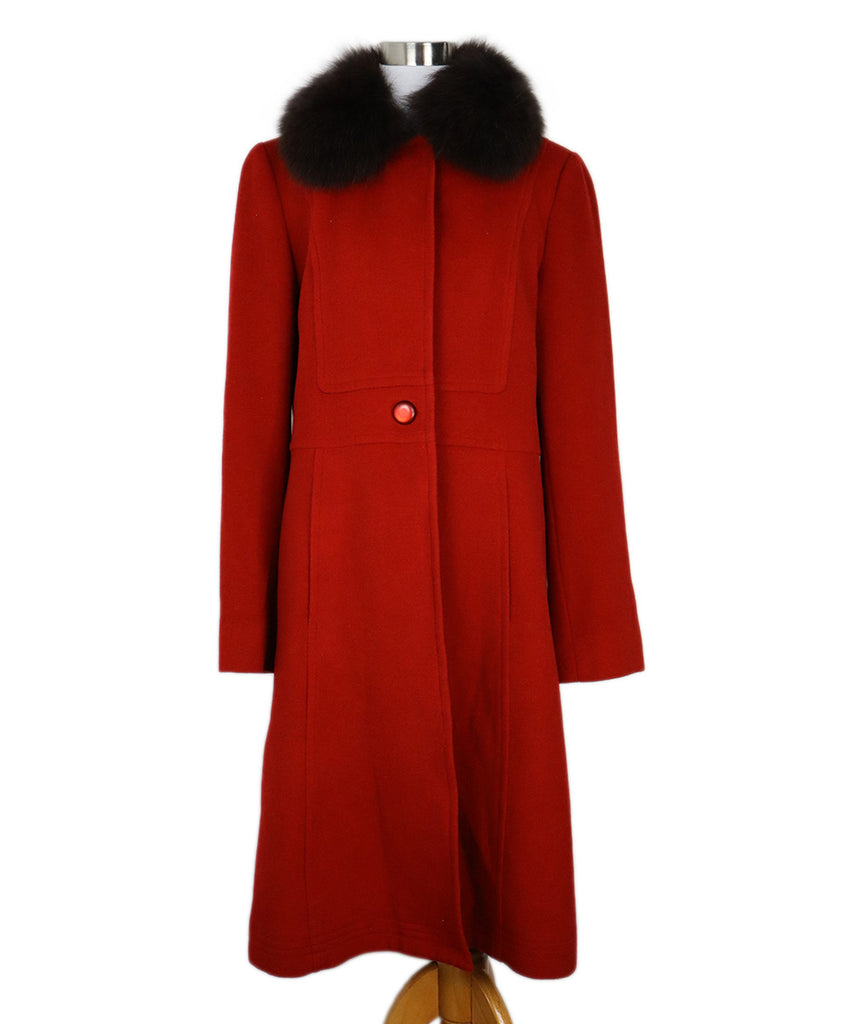 Oscar de la Renta Vintage Red Wool & Fur Coat 