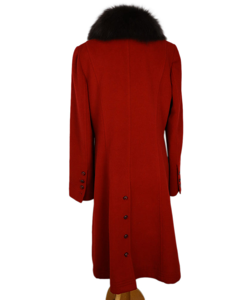 Oscar de la Renta Vintage Red Wool & Fur Coat 2