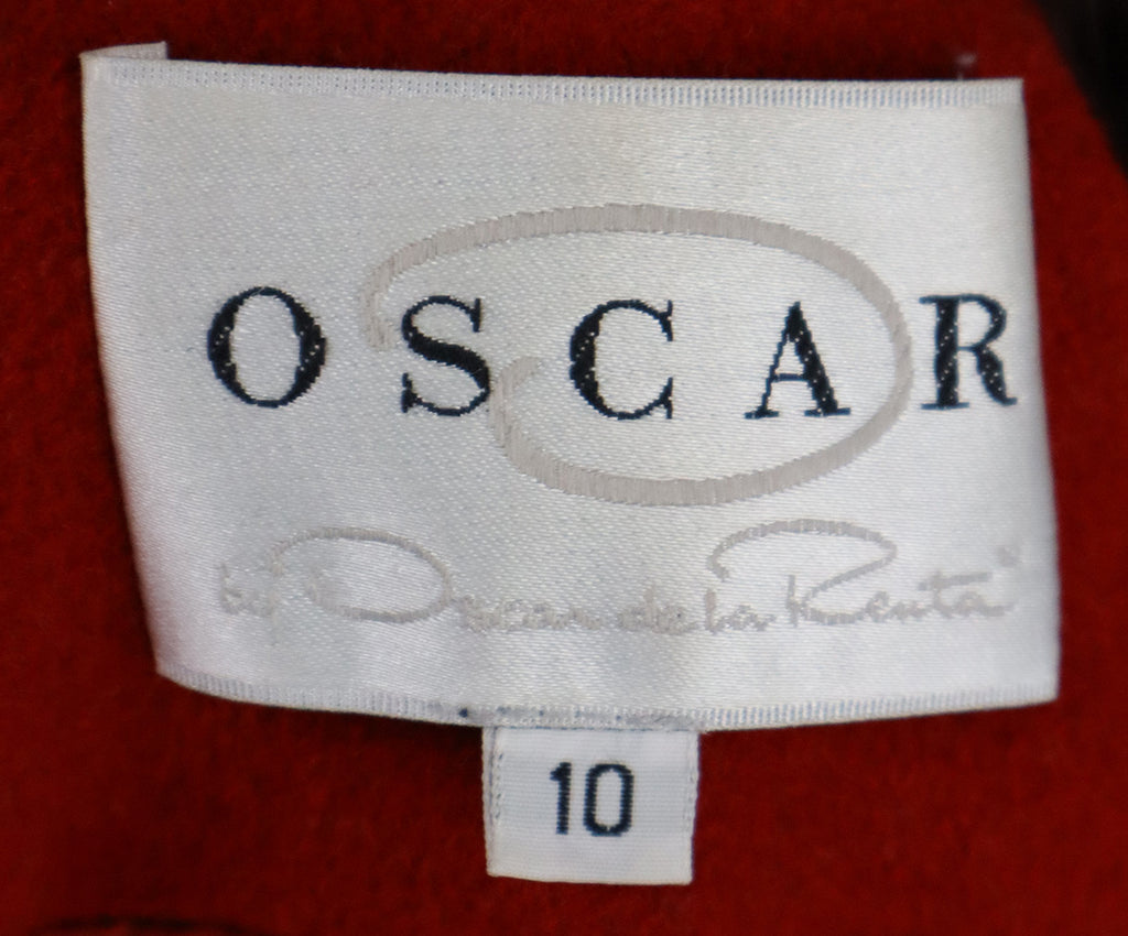 Oscar de la Renta Vintage Red Wool & Fur Coat 3