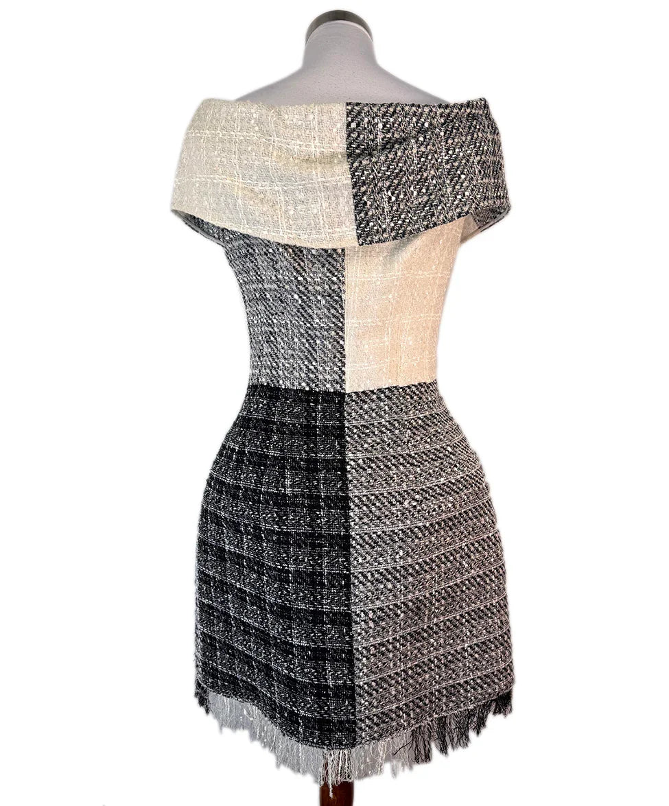 blue dress for baby girl Plaid Tweed Cape Belted Dress Black/White / Large main image 0