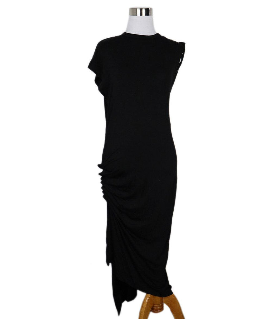 Paco Rabanne Black Gathered Cotton Dress 