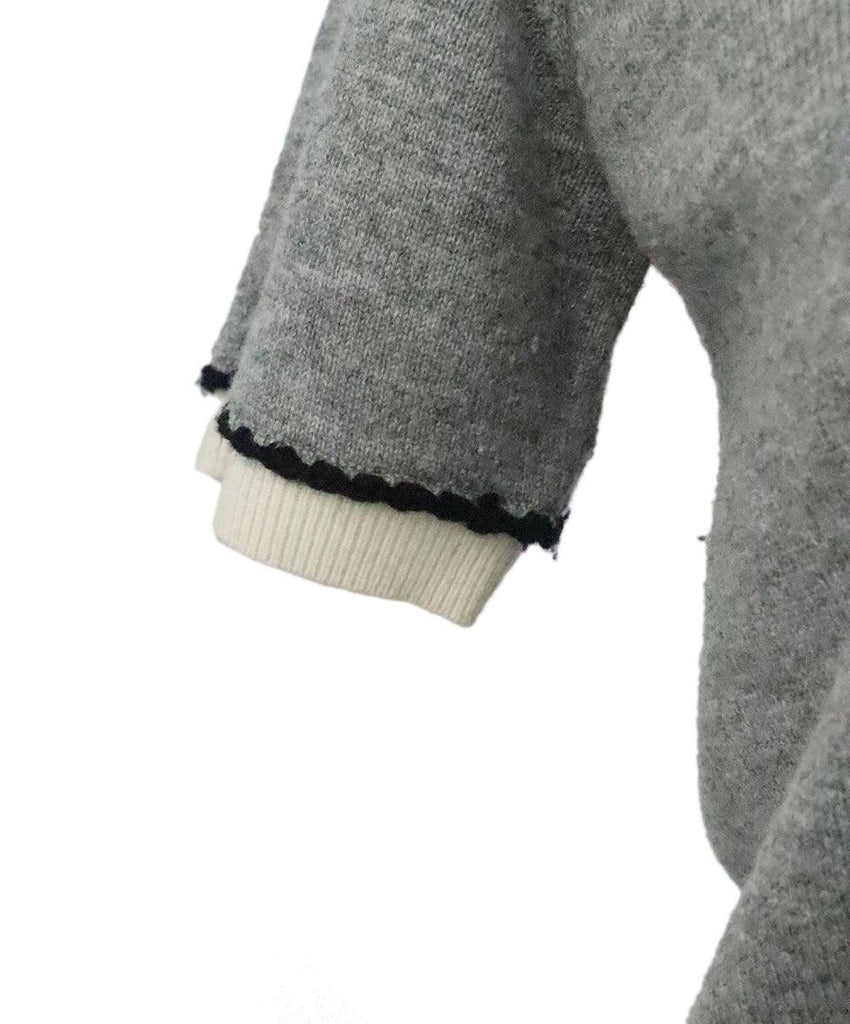 Paule Ka Grey Cashmere Sweater w/ Beige Trim sz 6 - Michael's Consignment NYC