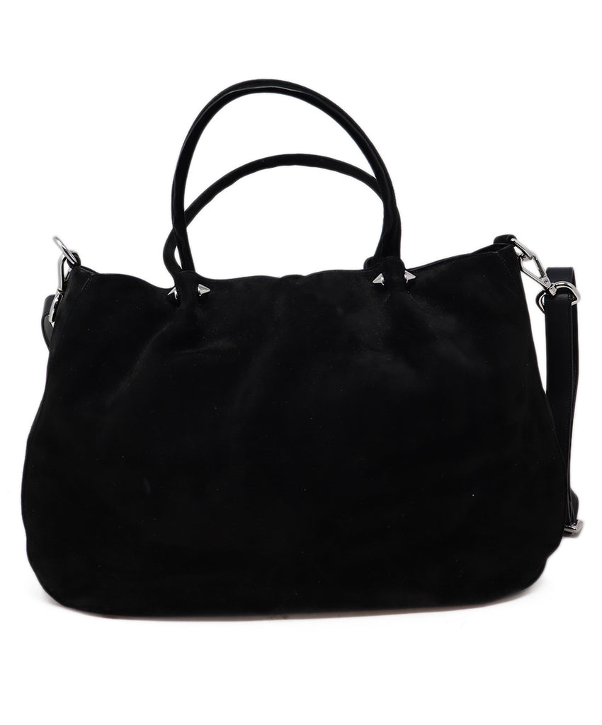 Pellegrino Black Suede Studded Tote 2