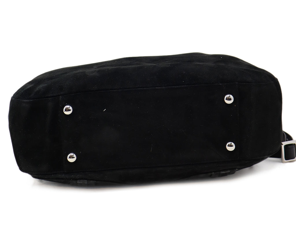 Pellegrino Black Suede Studded Tote 3