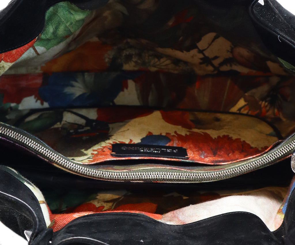 Pellegrino Black Suede Studded Tote 5